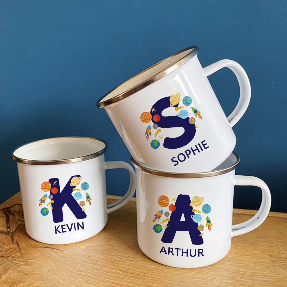 Coffee Tea Name - Персонализированная кружка для детей, космическая буква