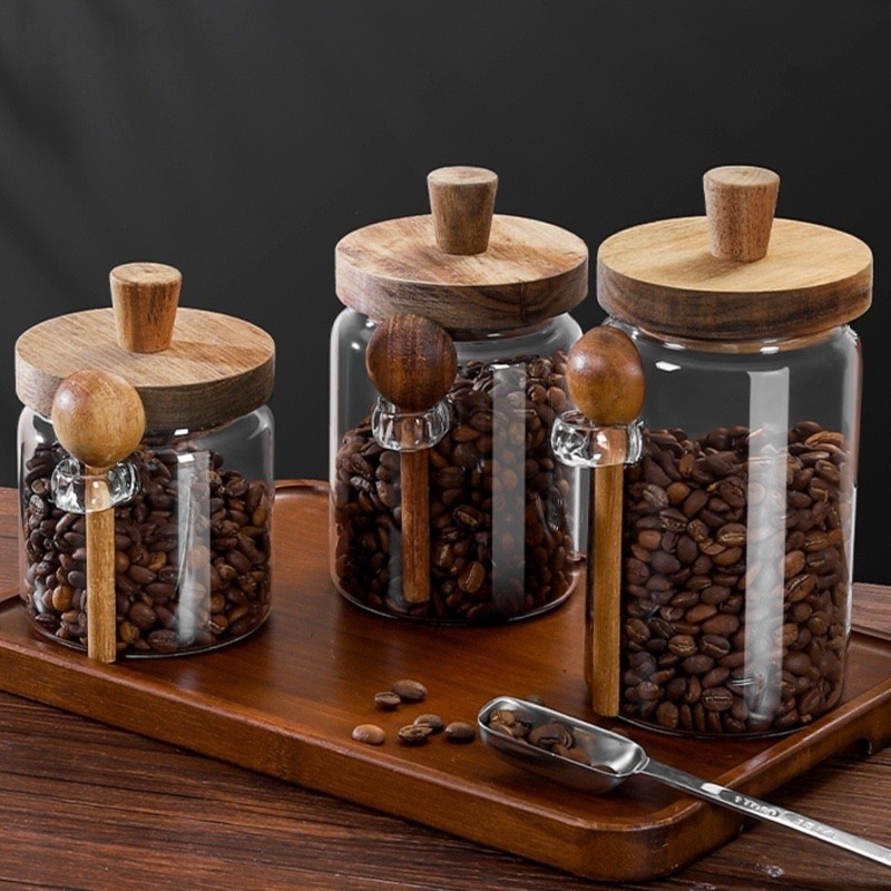 Canister Coffee Sugar Tea - Набор из 3 стеклянных банок ABJI