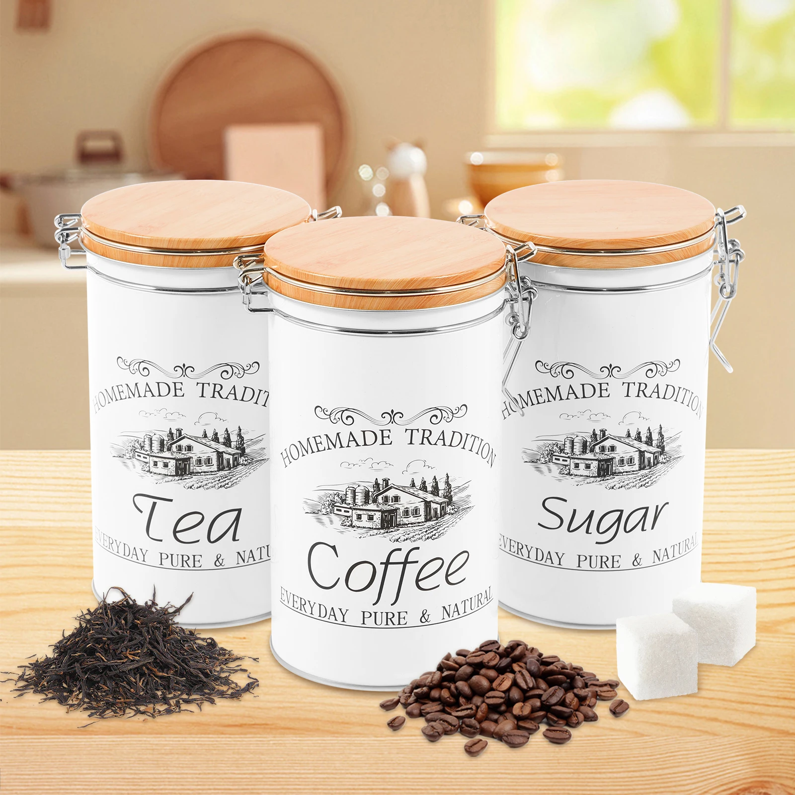 Canister Coffee Sugar Tea - 3 шт./компл., канистры для чая, кофе,