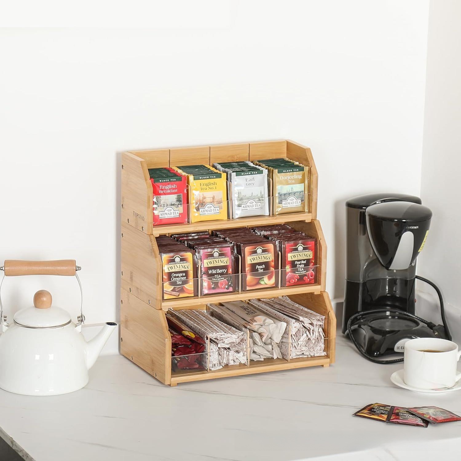 Coffee Tea Station - Бамбуковая коробка для хранения чайных пакетиков,