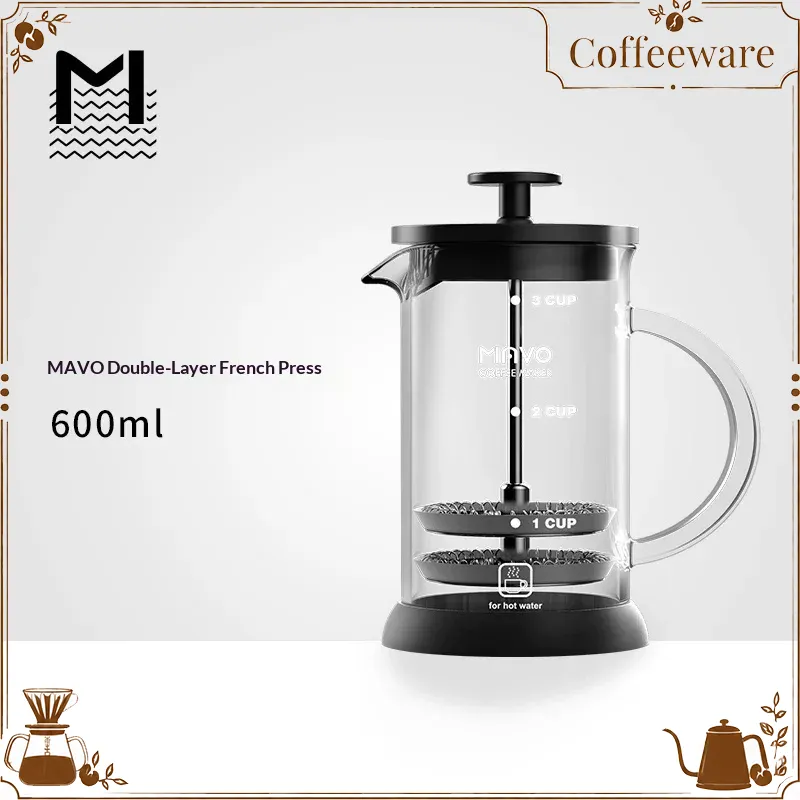 Coffee Tea Pots - Кофеварка-френч-пресс MAVO с двойным сетчатым фильтром,
