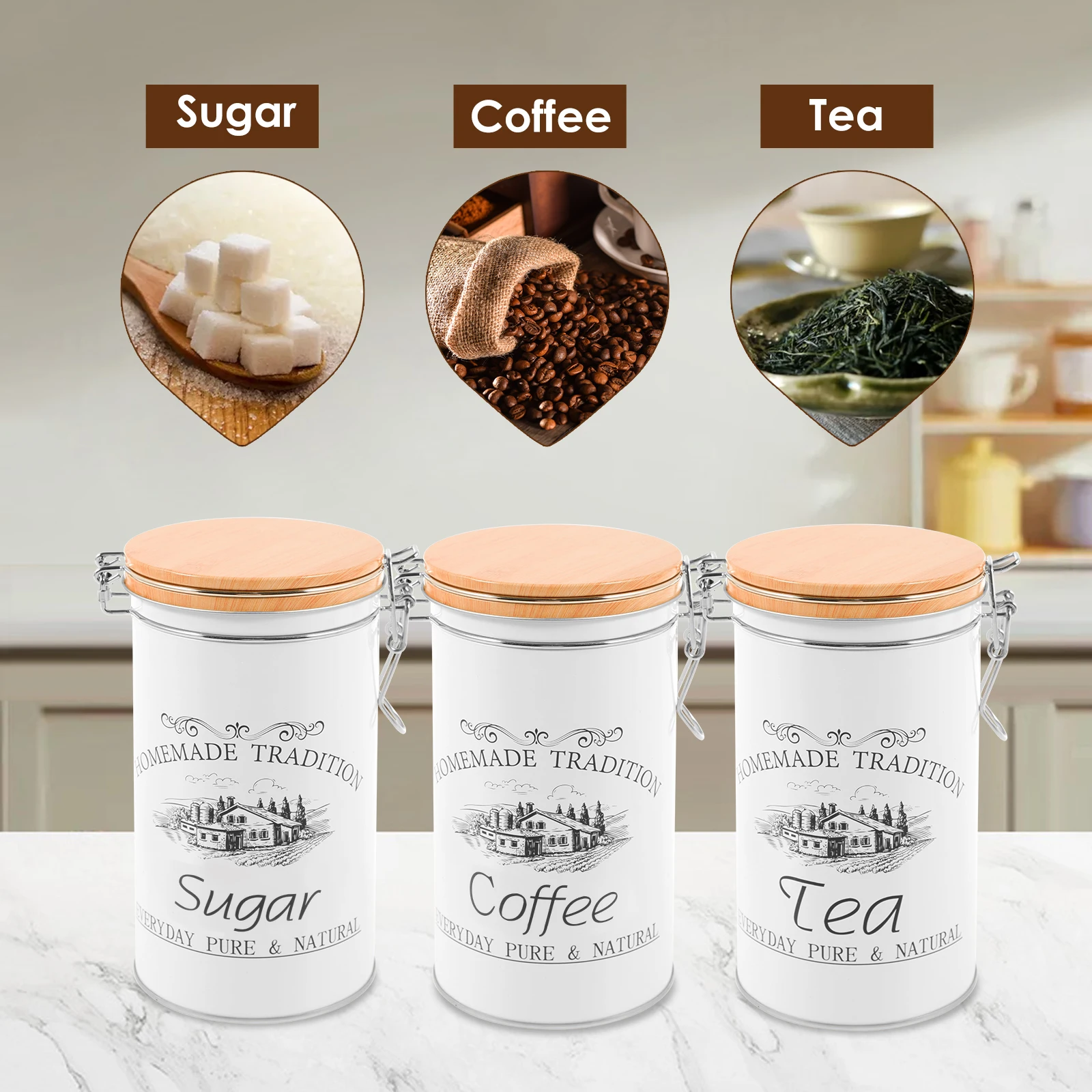 Набор из 3-х металлических бан – обзор и цена Canister Coffee Sugar Tea